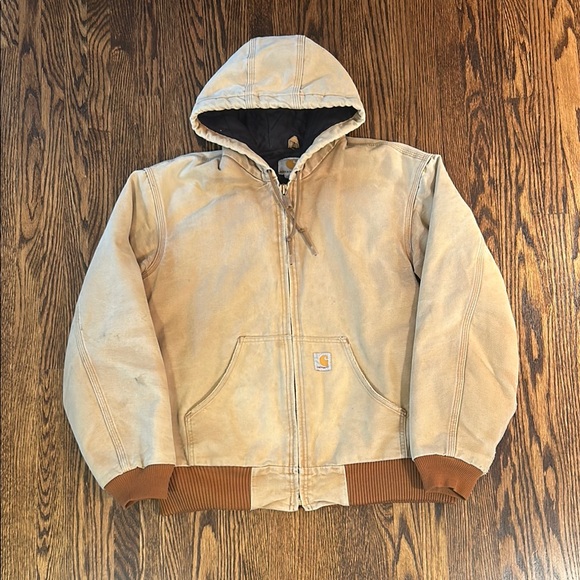Carhartt Other - Carhartt Tan Hooded Duck Canvas Jacket